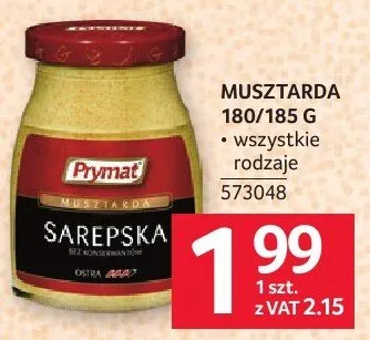 Musztarda Prymat Sarepska 180/185 g promocja w Selgros