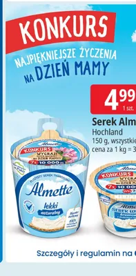Serek Almette Hochland lekki naturalny 150g promocja w Leclerc