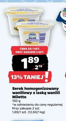 Serek homogenizowany waniliowy z laską wanilii Miletto promocja w Netto