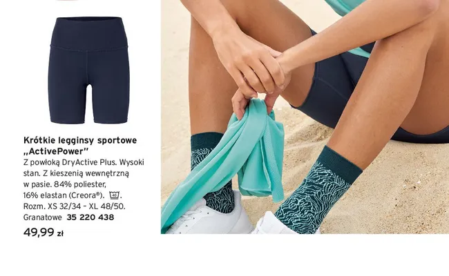 Krótkie legginsy sportowe Tchibo ActivePower granatowe promocja w Tchibo
