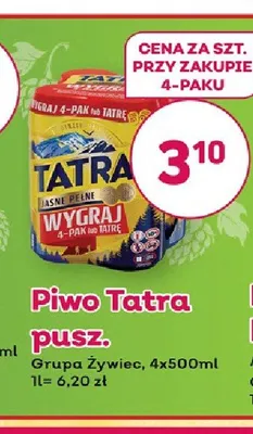 Piwo Tatra Jasne Pełne 4-pak puszka promocja w Bliski