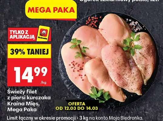 Świeży filet z piersi kurczaka Mega Paka promocja w Biedronka