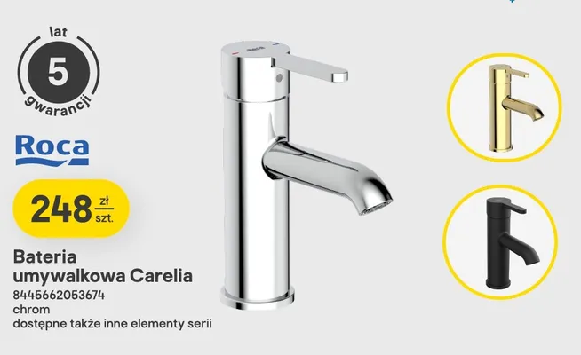 Bateria umywalkowa Roca Carelia chrom promocja w Castorama