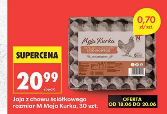 Jaja z chowu ściółkowego Moja Kurka rozmiar M promocja w Biedronka