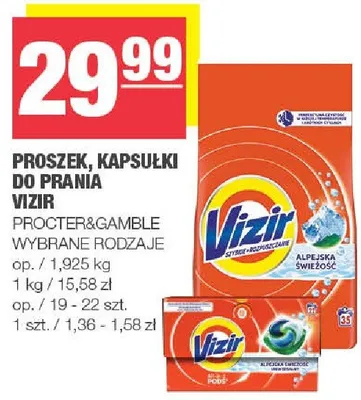 Proszek, kapsułki do prania Vizir promocja w SPAR