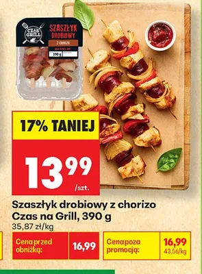 Szaszłyk drobiowy z chorizo Czas na Grill promocja w Biedronka