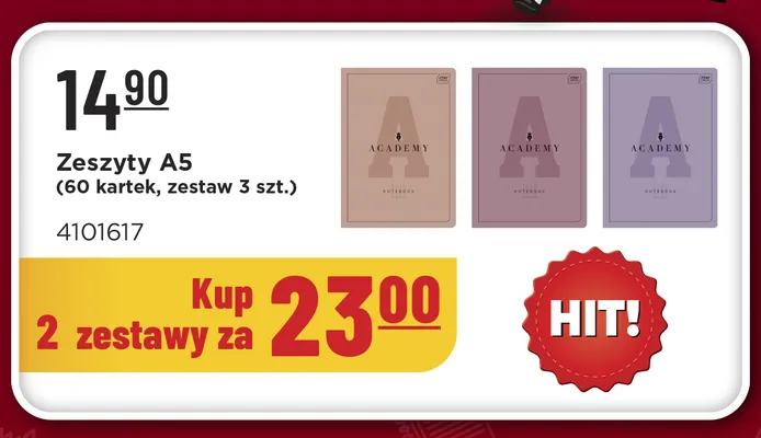 Zeszyty A5 Interdruk Academy 3-pak promocja w MR. DIY