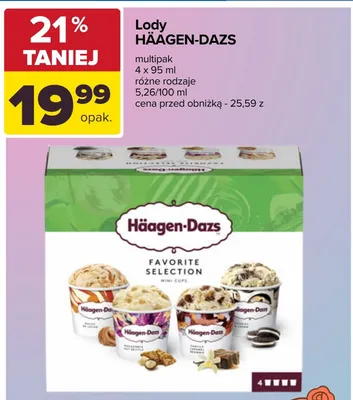 Lody Häagen-Dazs Favorite Selection 4-pak 95 ml promocja w Carrefour