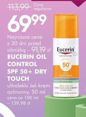 Eucerin oil control SPF 50+ dry touch żel-krem ochronny promocja w Super-Pharm