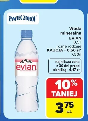 Woda mineralna Evian promocja w Carrefour