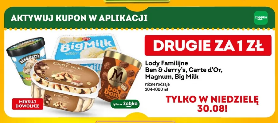 Lody familijne Big Milk promocja w Żabka
