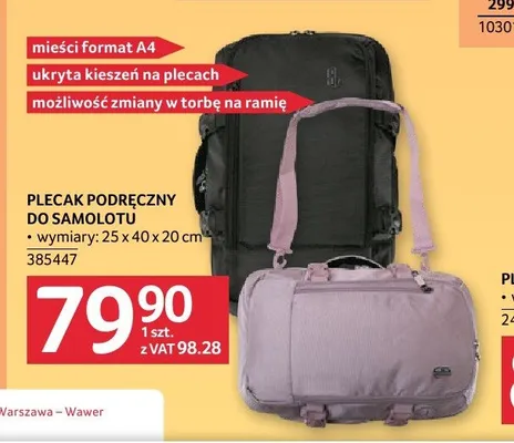 Plecak podręczny do samolotu promocja w Selgros