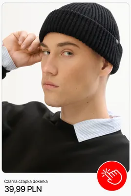 Czarna czapka dokerka Cropp promocja w Cropp