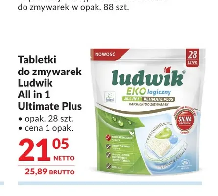 Tabletki do zmywarek Ludwik All in 1 Ultimate Plus promocja w Makro