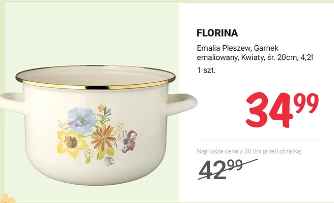 Garnek emaliowany Kwiaty śr. 20 cm Florina promocja w Rossmann
