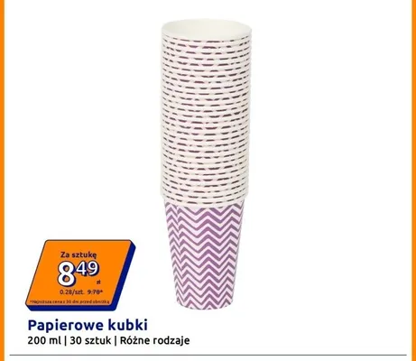 Papierowe kubki 200 ml promocja w Action