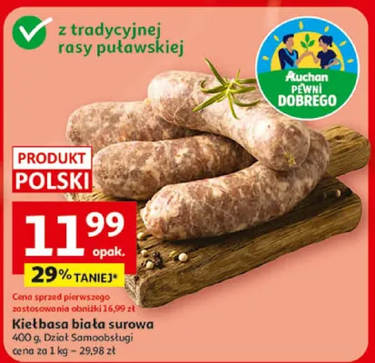 Kiełbasa biała surowa Dział Samoobsługi promocja w Auchan