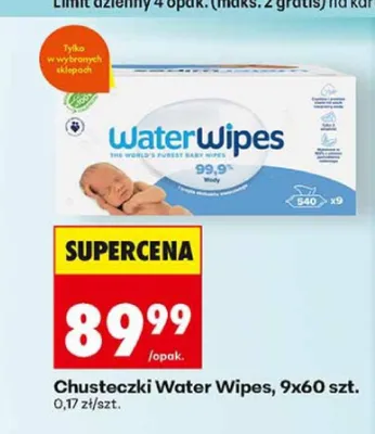 Chusteczki Water Wipes 9-pak 60szt. promocja w Biedronka