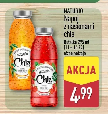 Napój z nasionami chia Naturio truskawka promocja w Aldi