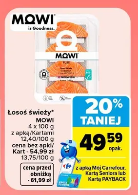 Łosoś świeży Mowi 4-pak 100 g promocja w Carrefour
