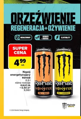 Napój energetyzujący Monster Rehab Tea + Lemonade promocja w Carrefour Market