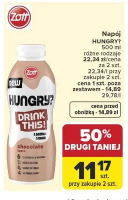 Napój mleczny Hungry? Zott promocja w Carrefour Market