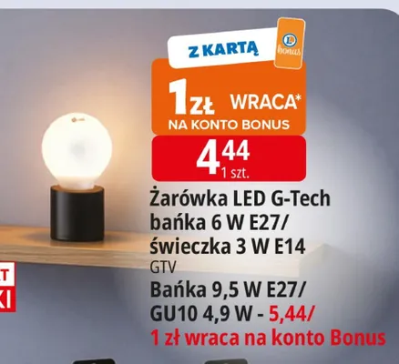 Żarówka LED G-Tech bańka 6W E27/świeczka 3W E14 GTV promocja w Leclerc