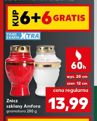 Znicz szklany Amfora promocja w Kaufland