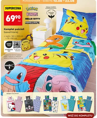 Komplet pościeli bawełnianej Pokémon 160x200 cm + 70x80 cm promocja w Biedronka