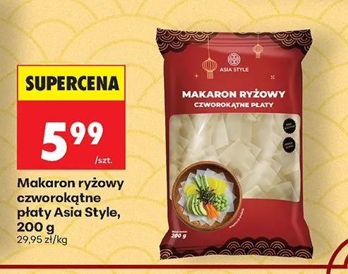 Makaron ryżowy czworokątne płaty Asia Style promocja w Biedronka