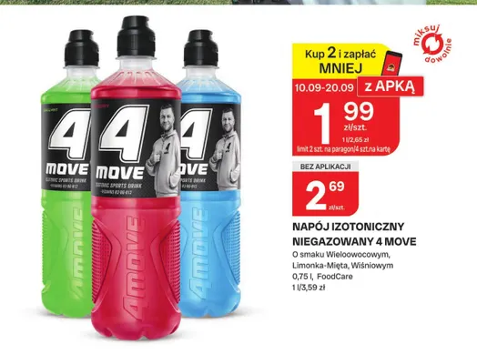 Napój izotoniczny niegazowany 4Move o smaku wiśniowym promocja w Chorten