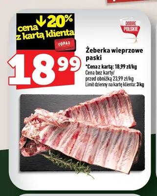 Żeberka wieprzowe paski promocja w TOPAZ