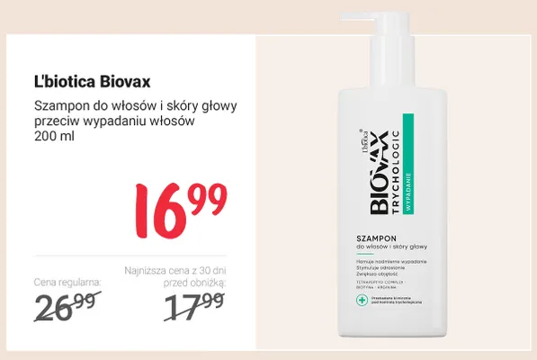 Szampon do włosów i skóry głowy przeciw wypadaniu włosów L'biotica Biovax promocja w Rossmann