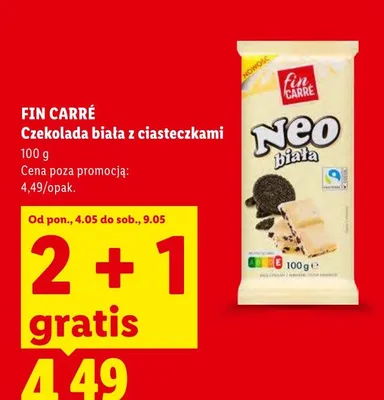Czekolada biała Fin Carré Neo z ciasteczkami promocja w Lidl