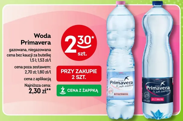 Woda niegazowana Primavera promocja w Żabka