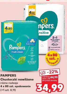 Chusteczki nawilżane Pampers sensitive 4-pak promocja w Kaufland