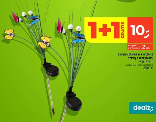 Lampa solarna w kształcie trawy z motylkami wys. 41 cm promocja w Dealz