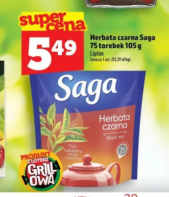 Herbata czarna Saga 75-pak promocja w TOPAZ