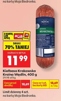 Kiełbasa krakowska  promocja w Biedronka