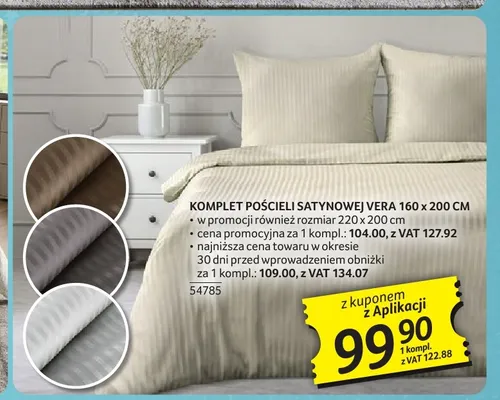 Komplet pościeli satynowej Vera 160x200 cm promocja w Selgros