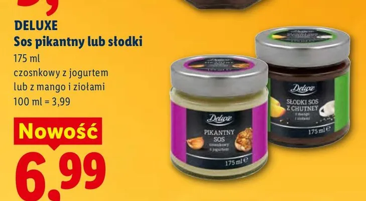 Sos pikantny lub słodki czosnkowy z jogurtem lub z mango i ziołami promocja w Lidl