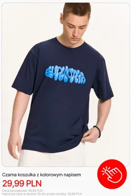 Koszulka czarna z kolorowym napisem Cropp promocja w Cropp