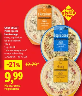 Pizza z pieca kamiennego 4 sery Chef Select promocja w Lidl