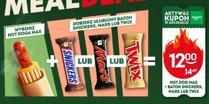 Zestaw hot dog Max + baton Snickers promocja w Żabka