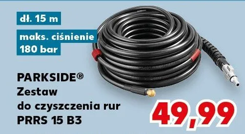 Zestaw do czyszczenia rur PRRS 15 B3, 15 m, maks. ciśnienie 180 bar promocja w Kaufland
