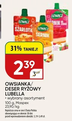 Owsianka/Deser ryżowy Lubella promocja w Chata Polska