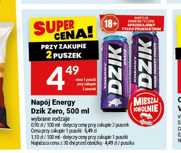 Napój energetyczny Dzik Zero promocja w Twój Market