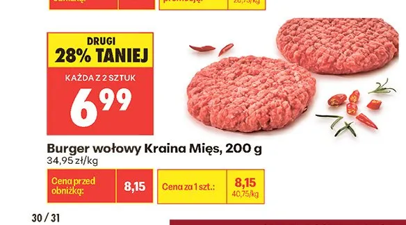 Burger wołowy Kraina Mięs promocja w Biedronka