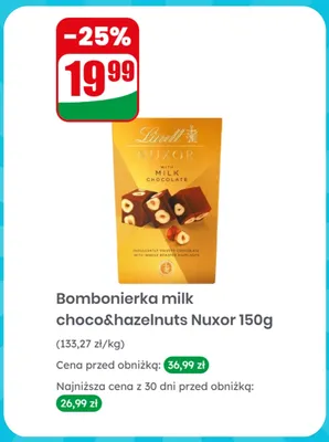 Bombonierka milk choco&hazelnuts Lindt Nuxor promocja w Dino