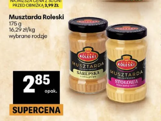Musztarda stołowa Roleski promocja w Delikatesy Centrum